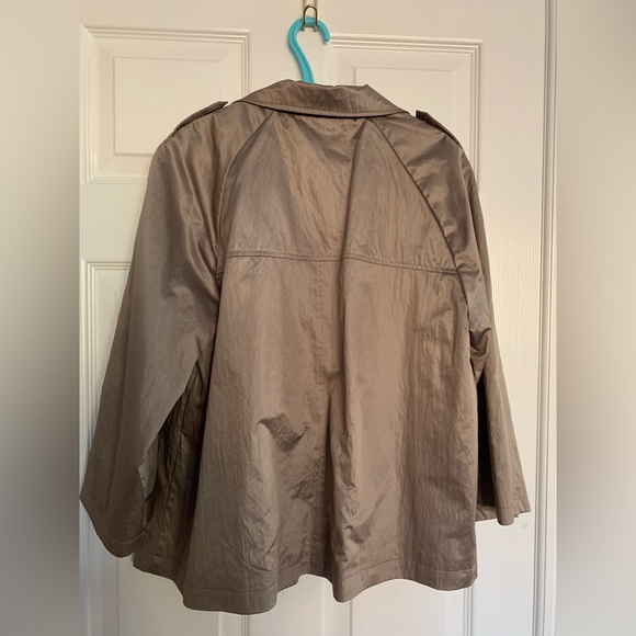 PTA Swing Trench Jacket: Mushroom Color Button Closure  Pockets 3/4 Sleeve 10/12 - Picture 2 of 8